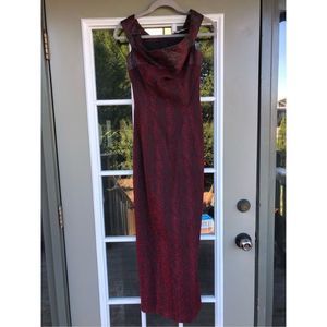 Paula Hian Red Long Dress Snakeskin Formal Gown, Size 8, MSRP $1985